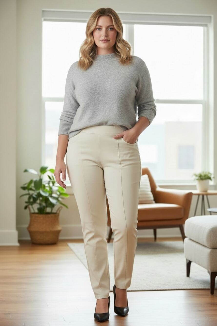 NWT $188 EILEEN FISHER BONE SLIM PANT WOMEN 1X Stretchy.